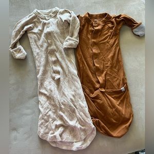 Goumi baby gowns 3-6 months unisex neutral bamboo fold over mittens